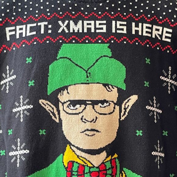The Office Dwight Schrute FACT: CHRISTMAS IS HERE Ugly Christmas Sweater Size S - Picture 2 of 6